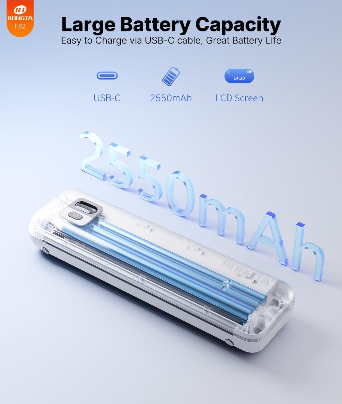 Impresora Portátil Inalámbrica Térmica Ronga F82 De 300 Dpi - 110V