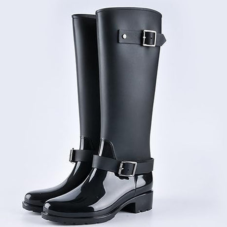 Botas largas para lluvia para mujeres - Negro