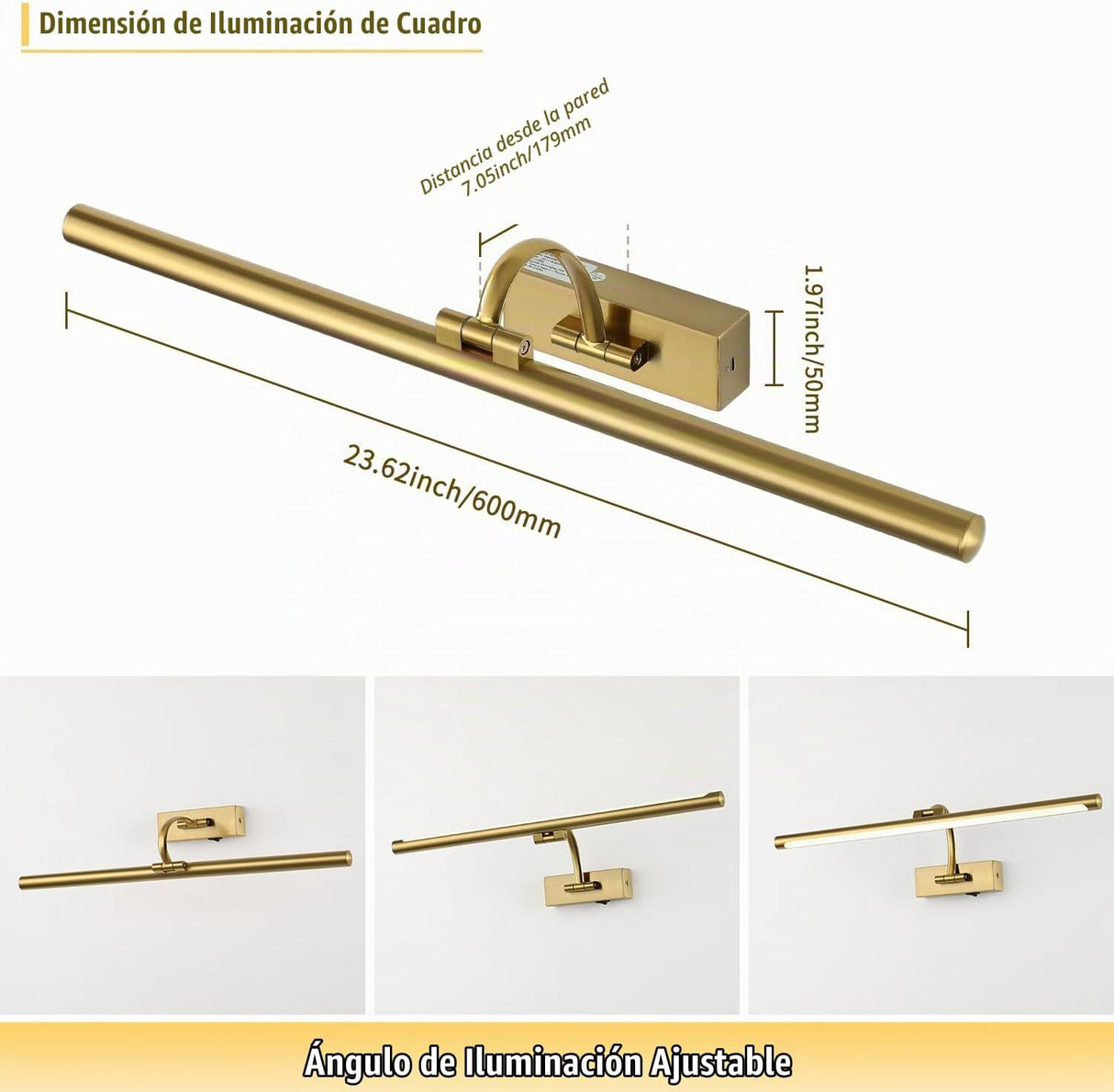 DESOOP Lámpara Inalámbrica para Cuadros 24" – LED Cálida Recargable con Control Remoto