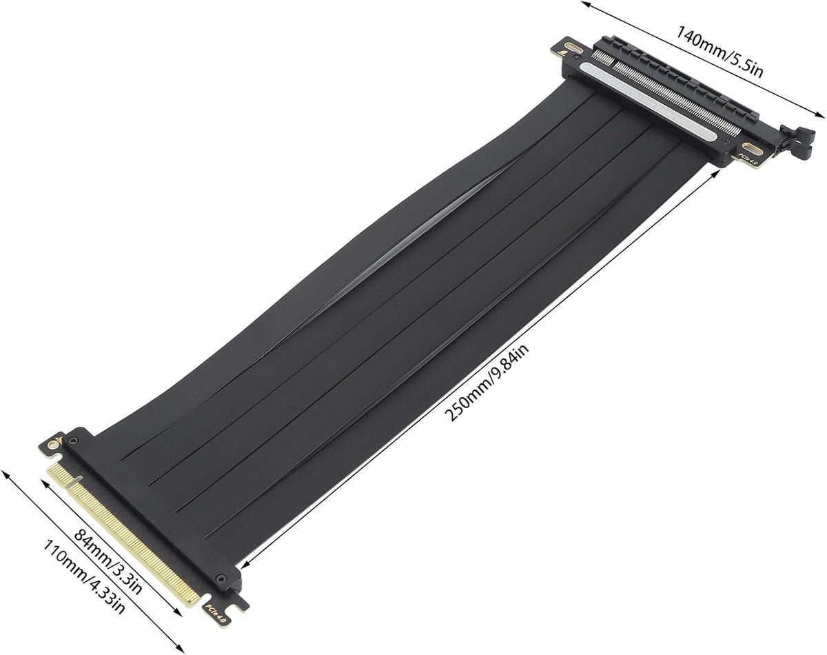 Cable Riser PCIe 4.0 x16 GOWENIC 25 cm 180° para Tarjeta Gráfica