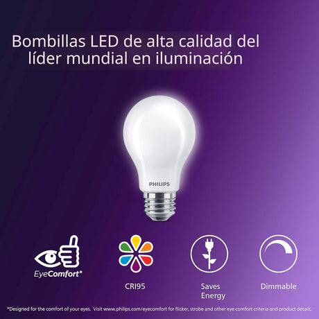 PHILIPS Ampolletas LED de 60 W A19 Pack 4