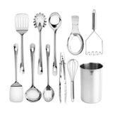 COOK WITH COLOR Set de Utensilios de Cocina de Acero Inoxidable con Soporte – 10 Piezas