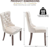 Kiztir Set de 4 Sillas de Comedor Tapizadas en Terciopelo Beige – Wingback Capitonné