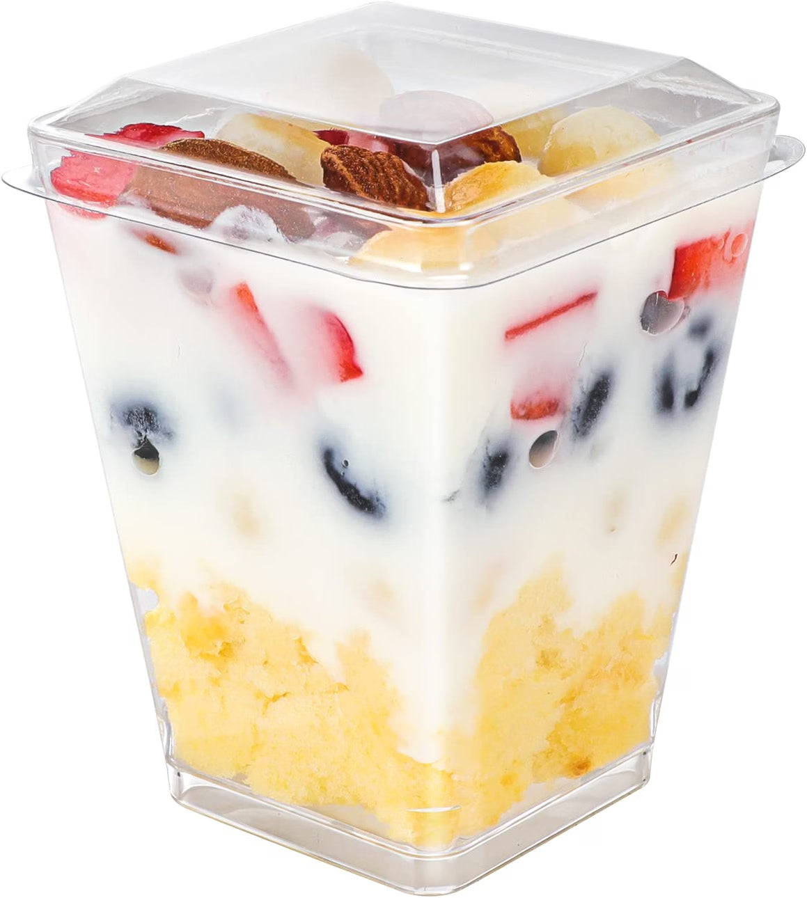 EASERCY Set 50 Vasos para Postres 5 oz con Tapa y Cuchara – 150 Piezas
