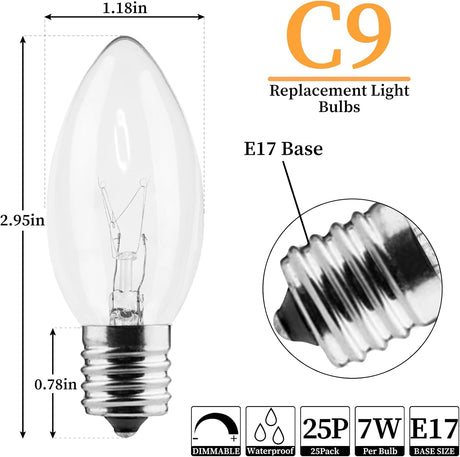 Pack 25 Ampolletas Tipo Vela E12 25W Transparentes | Candelabro Decorativo para Lámparas y Arañas