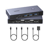 UGREEN 25962A Switch KVM DisplayPort 8K 60Hz para 2 Computadores con 4 USB 3.0