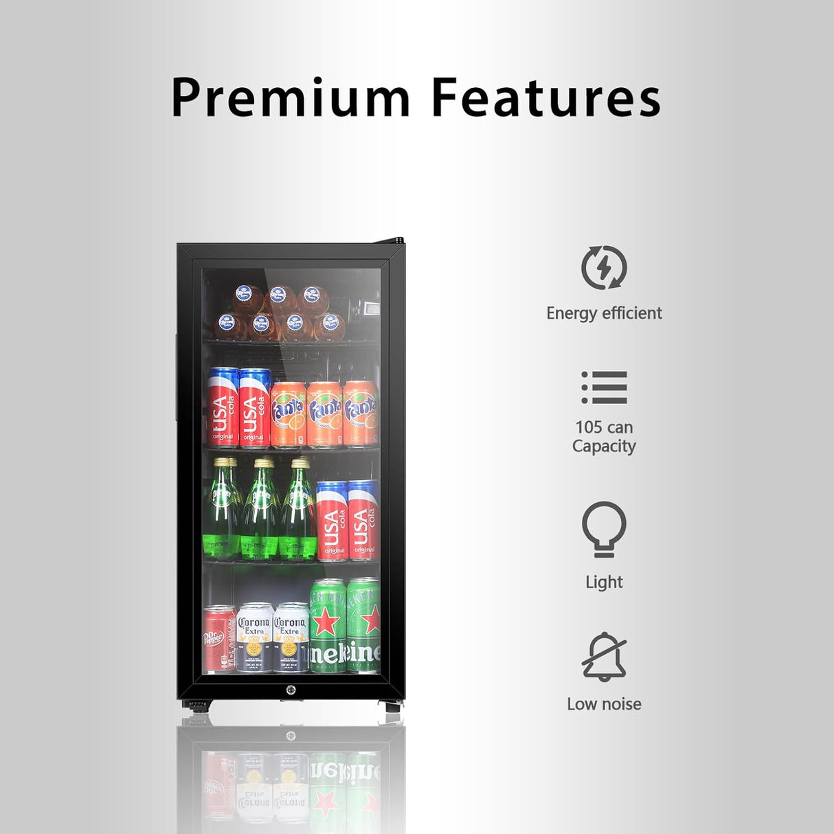 Mini refrigerador con puerta de vidrio para refrescos 120V