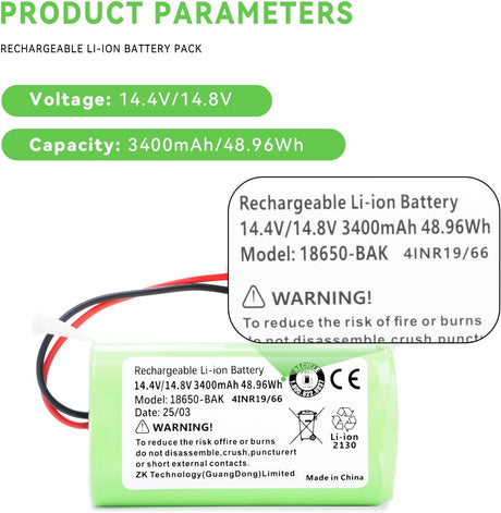 Batería de repuesto para aspiradora de 3400 mAh para ILIFE