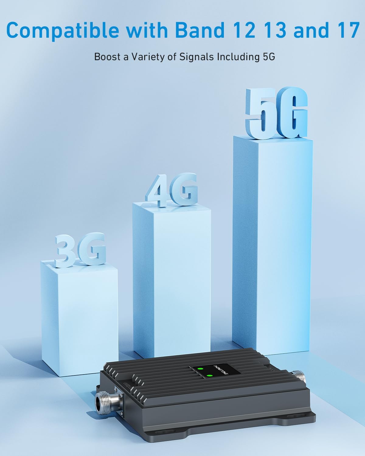 Amplificador de Señal Celular Phonetone 65 dB – 4G LTE y 5G – Bandas 12/13/17 – Hasta 4.500 ft²