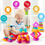 Set de Bloques de Construcción y Apilamiento Montessori 30 Piezas – Pirámides de Colores