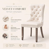 Kiztir Set de 4 Sillas de Comedor Tapizadas en Terciopelo Beige – Wingback Capitonné