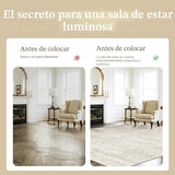 Alfombra Lavable Vintage 244 × 305 cm | Lana Sintética Ultra Suave | Antideslizante | Beige Marfil