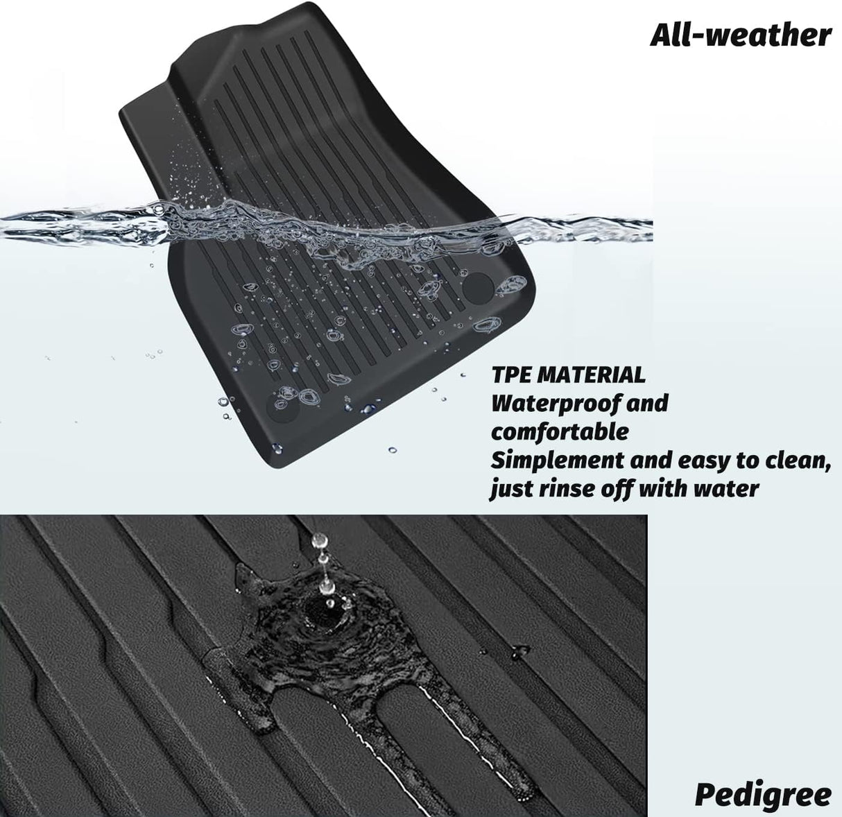 Alfombrillas de Piso Premium Pedigree 3D TPE para Tesla Model Y Juniper 2025-2026 | Juego de 3 Piezas | Protección Todo Clima