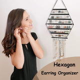 Organizador Hexagonal de Joyas Handrong para Aros y Collares – Decoración de Pared