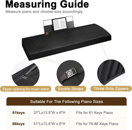 Funda Premium Explore Land para Teclado de 88 Teclas | Cuero Sintético Elástico | Apertura para Atril | Negra