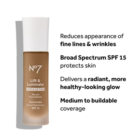 Base de Maquillaje No7 Lift & Luminate Triple Action Serum Foundation SPF 15 Warm Beige 30 ml