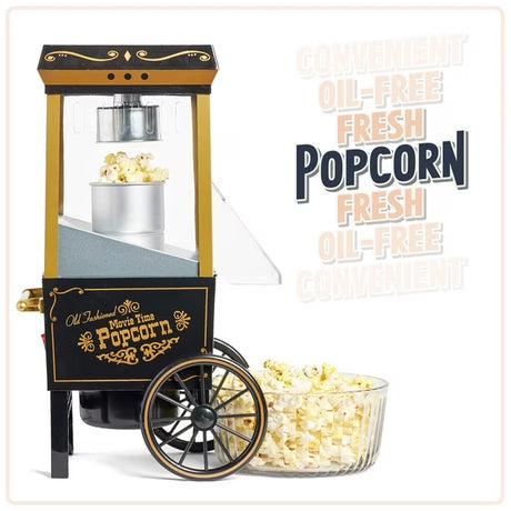 Popcorn Maker Nostalgia Vintage Hot-Air, 12 tazas, color negro