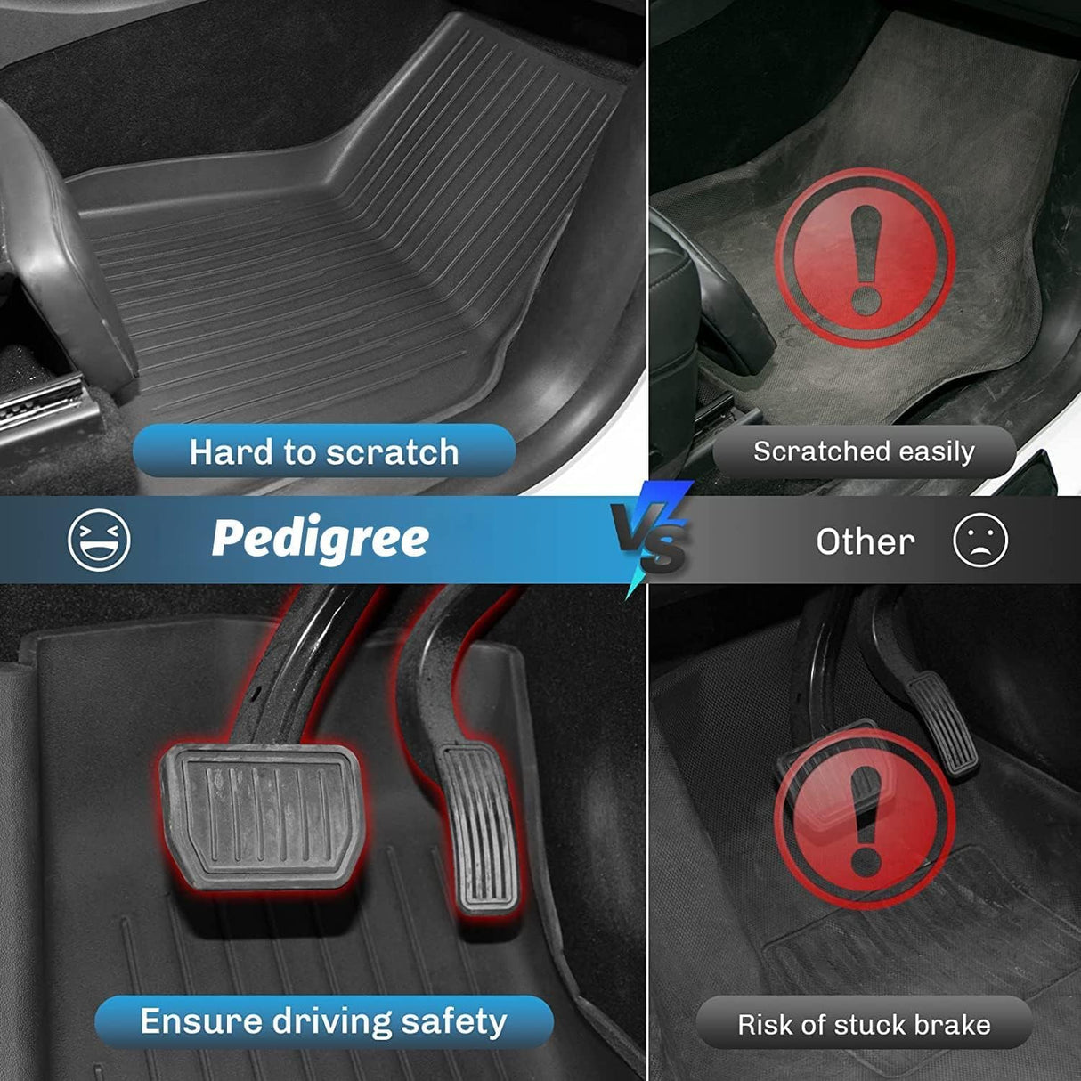 Alfombrillas de Piso Premium Pedigree 3D TPE para Tesla Model Y Juniper 2025-2026 | Juego de 3 Piezas | Protección Todo Clima