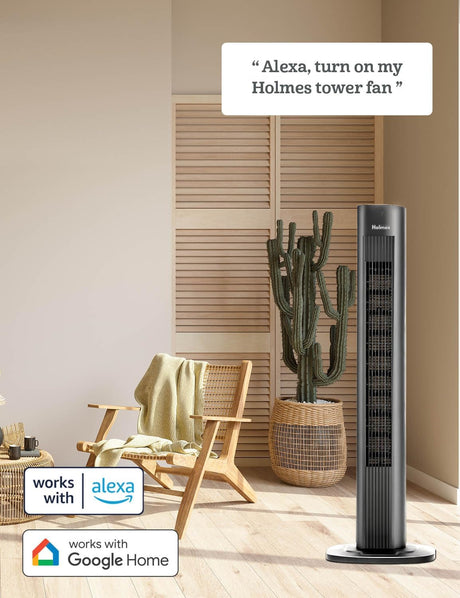HOLMES Ventilador de torre inteligente con conexión WI-FI de 36 pulgadas ventilador Alexa