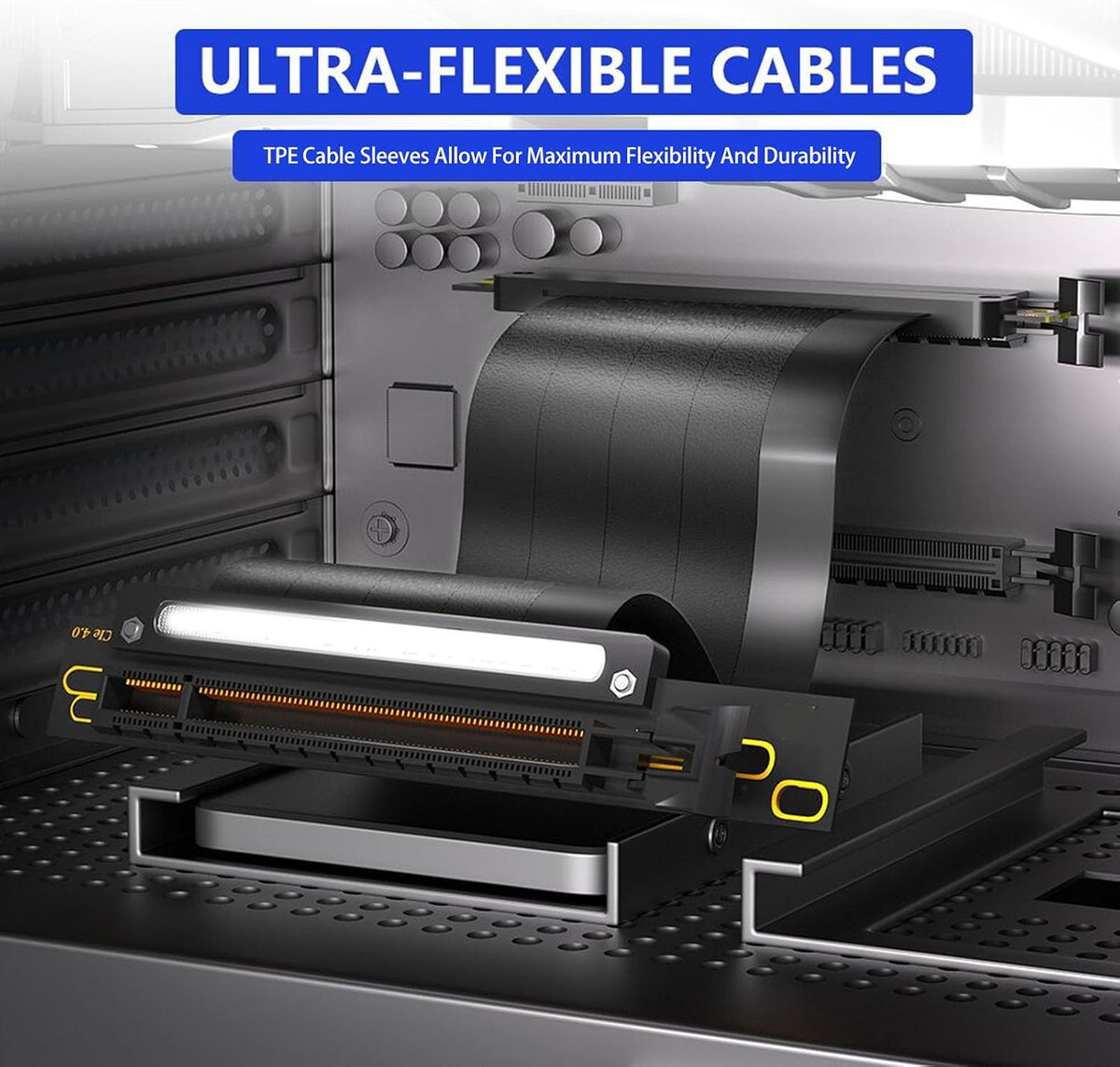 Cable Riser PCIe 4.0 x16 GOWENIC 25 cm 180° para Tarjeta Gráfica