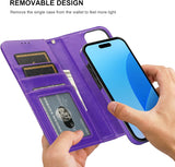 Funda tipo cartera desmontable para iPhone 16 Pro Max con bloqueo RFID