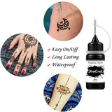 Kit de Tatuajes Temporales Semipermanentes DIY | 5 Botellas Negras | Incluye Plantillas Adhesivas