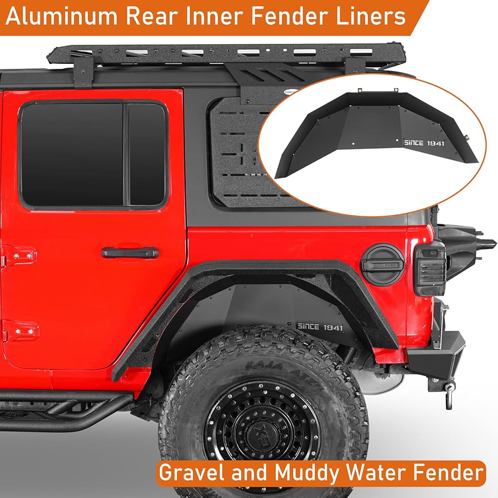 Revestimiento interior del guardabarros trasero Hooke Road para Jeep Wrangler JL 2018-2025