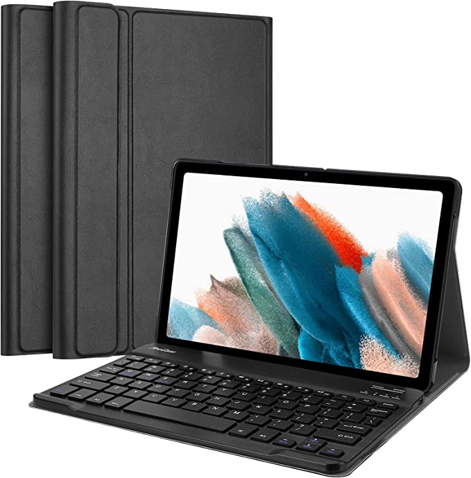 Funda con teclado tablet samsung Galaxy TAB A8 10.5 color celeste OPEN –