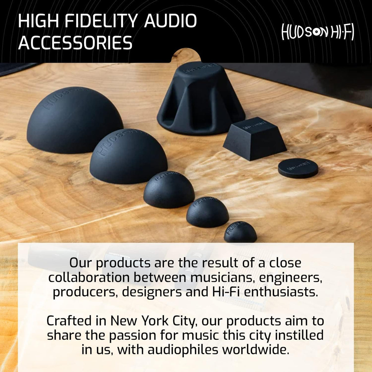 Hudson Hi-Fi Platinum Silicone Hemisphere 1" – Patas Aislantes Antivibración Pack de 4