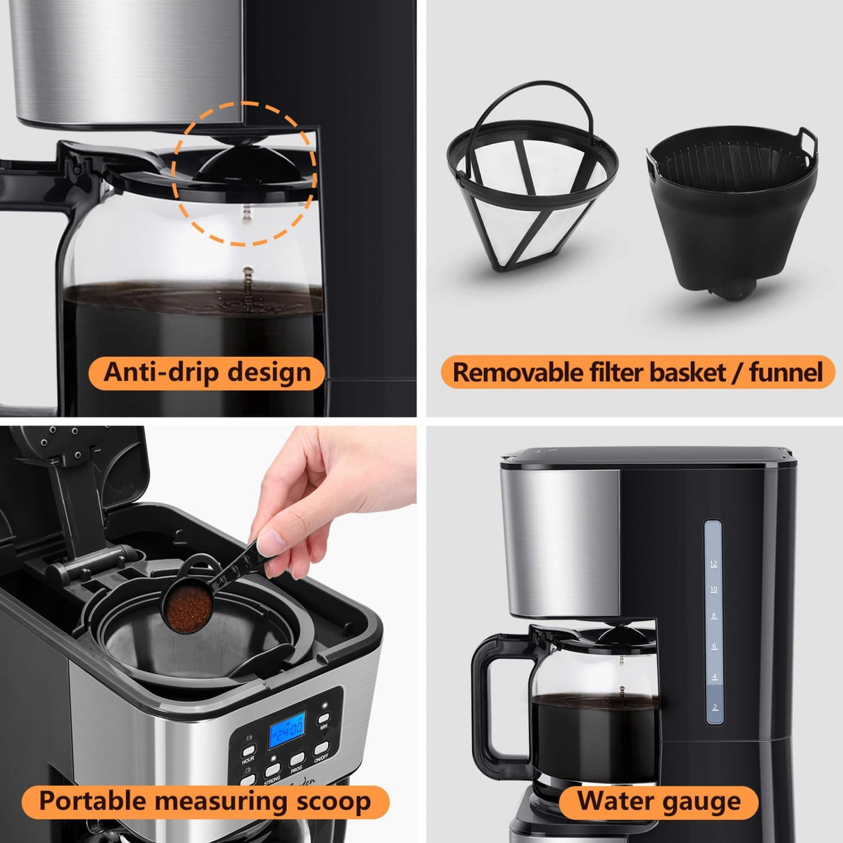 Cafetera eléctrica Taylor Swoden Darcy, programable 24 horas, 1,5 l (12 tazas) 110V