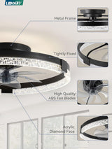 Ventilador de Techo LEDIARY 24” Low Profile con Luz LED y Control Remoto Negro 120V