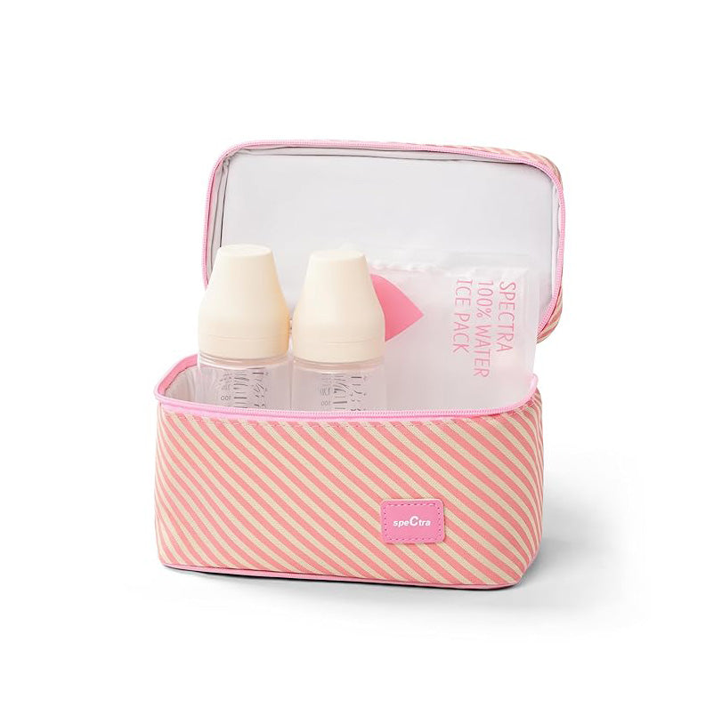 Spectra - Kit de almacenamiento de bolsas enfriadoras para leche materna - Rosa (bolsa de hielo y 2 botellas de cuello ancho)