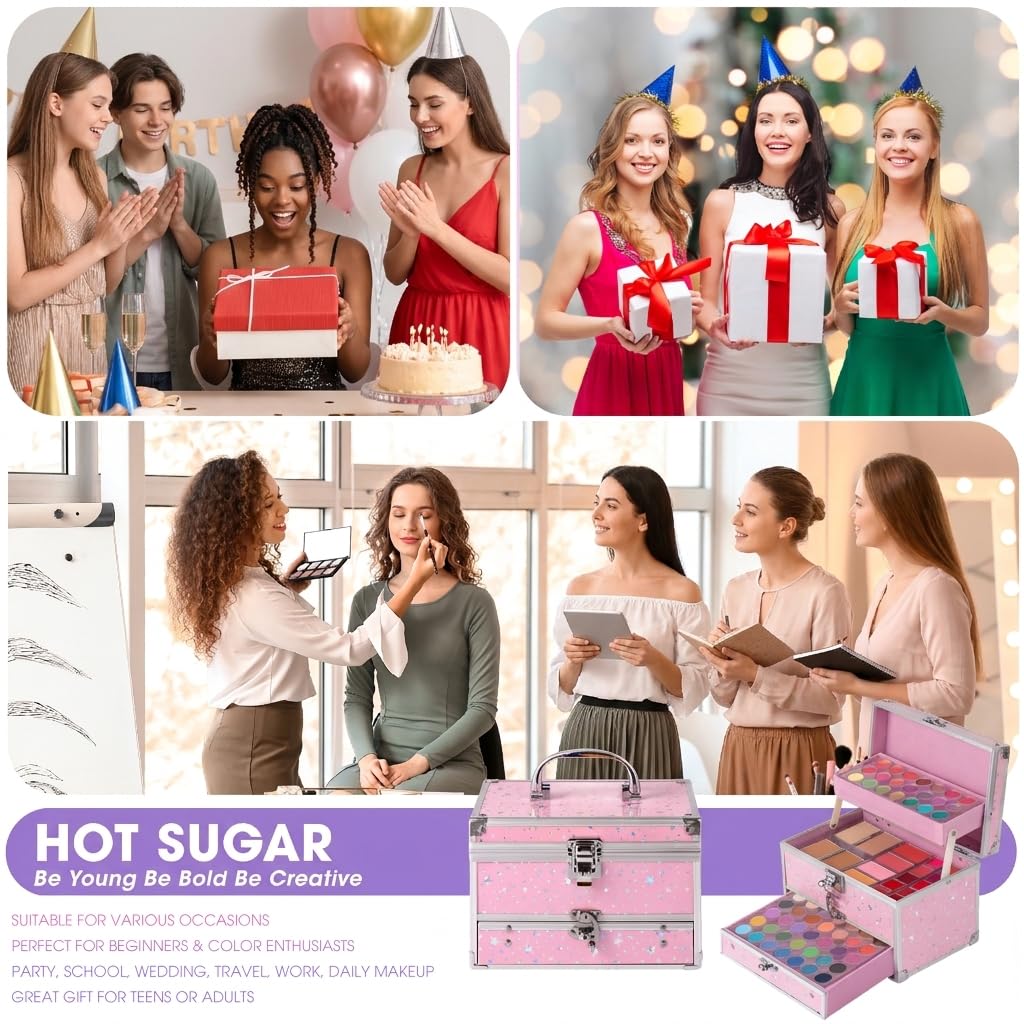 Kit de Maquillaje Hot Sugar para Adolescentes con Estuche Rosa