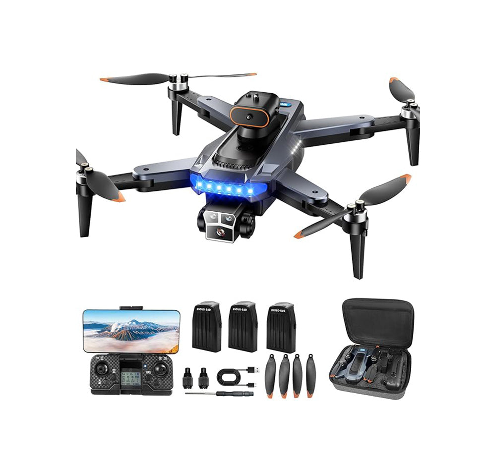 Dron 4k Con Tres Cámara Hd Profesional Gps 5ghz 3 Baterías