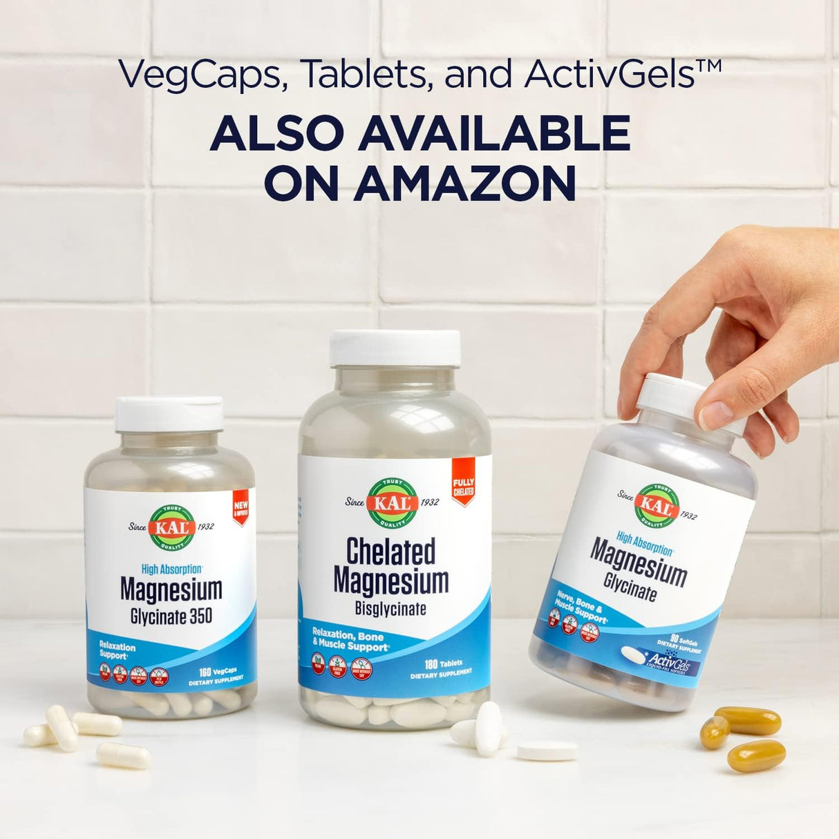 KAL Magnesium Glycinate Alta Absorción | Magnesio Bisglicinato Quelado | 240 Cápsulas Veganas | 60 Porciones