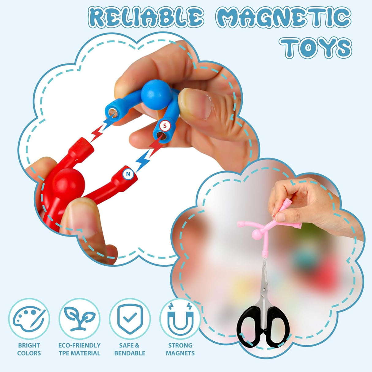 Magnet Men Magnéticos para Refrigerador y Pizarra | Pack 30 Figuras Articulables de Colores