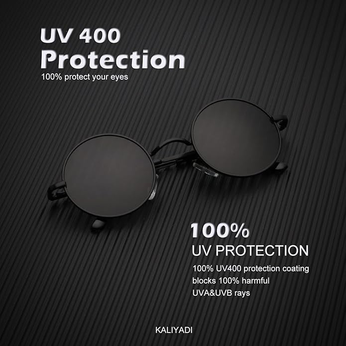 Pack 2 Lentes de sol polarizados redondos estilo retro, de metal, hippie, estilo círculo, protección UV
