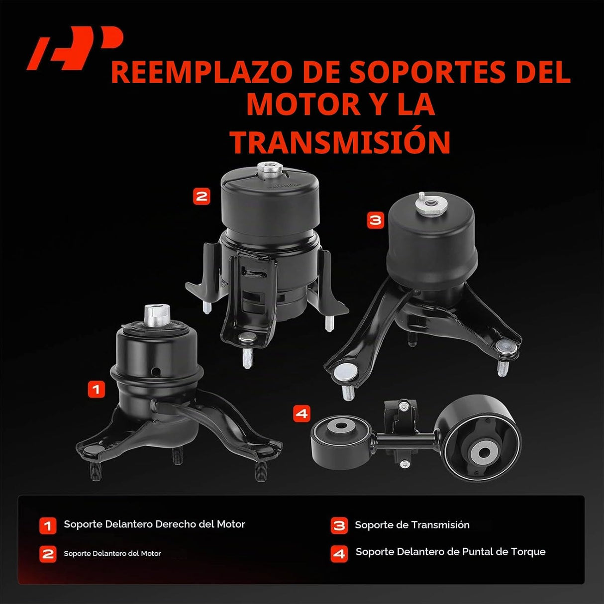Kit de 4 Soportes de Motor y Transmisión para Toyota Camry 2007–2009 2.4L Automático A-Premium