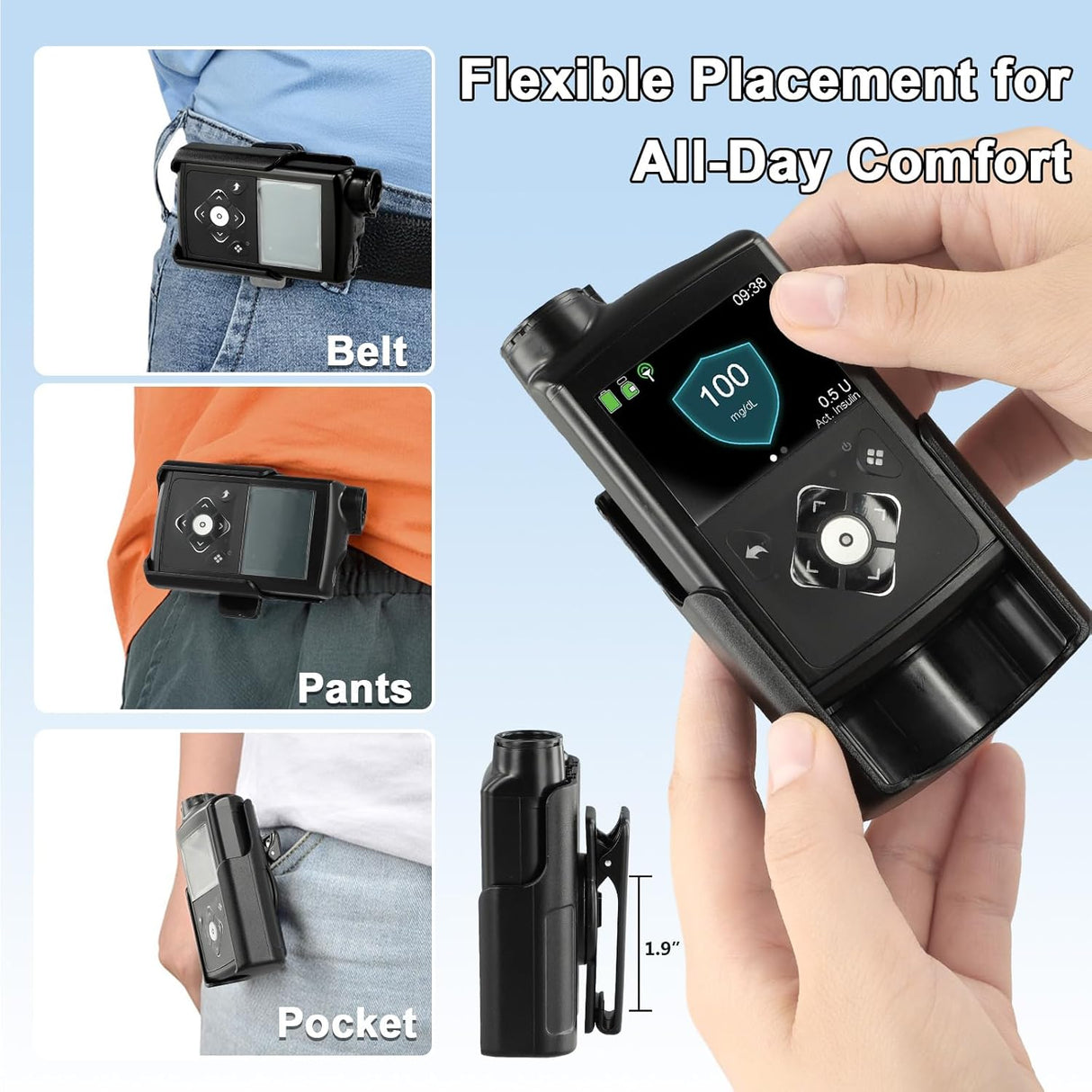 Estuche para bomba de insulina Medtronic MiniMed 780G con clip giratorio de 360°, seguro y duradero, accesorios para diabéticos Medtronic 780G