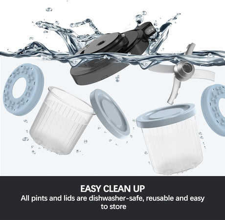 Pack de 4 Recipientes de repuesto para pintas y tapas de Ninja Creami