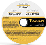 Alambre MIG Tubular TOOLIOM E71T-GS 0.030" (0,8 mm) 2 lb | Sin Gas (Flux Core)