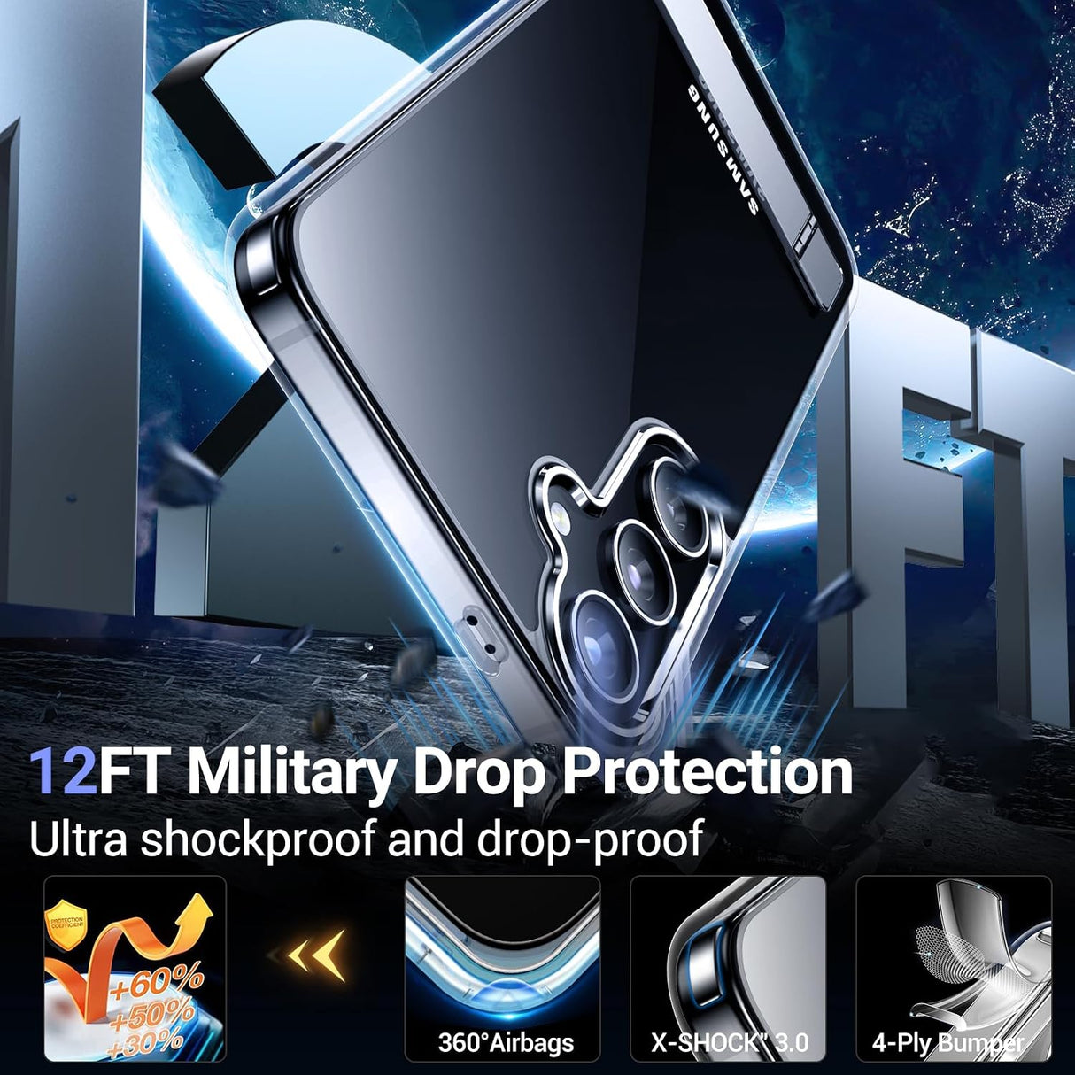 Carcasa Transparente para Samsung Galaxy S24 | Con Soporte Oculto | Protección Militar | Antiamarilleo | Nueva