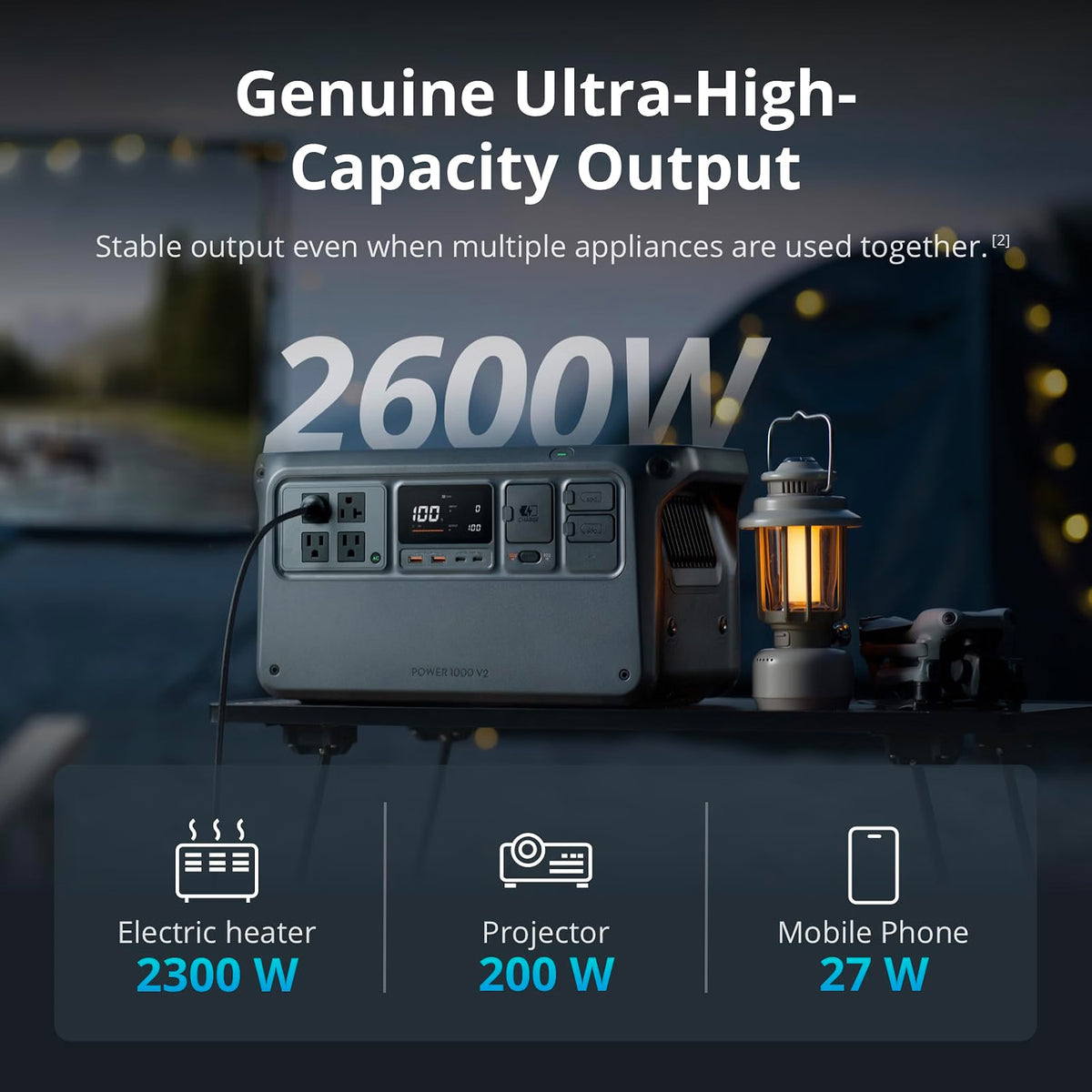 Estación de Energía Portátil DJI Power 1000 V2 1024Wh 2600W 120V – Open Box