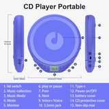 Gueray H-01 Reproductor de CD Portátil Discman con Audífonos y Anti-Salto