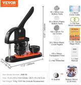 VEVOR JMB-58 Máquina Manual para Hacer Botones e Insignias 58 mm – Open Box