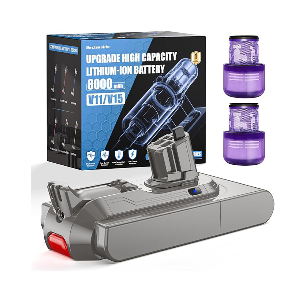 Batería Becleanlife 8000 mAh para Dyson V11/V15 Click-in 25,2 V – Compatible 970425-01