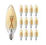 Paquete de 12 Bombillas LED Filamento Vela C32 Ámbar E12 – Luz Cálida 2W