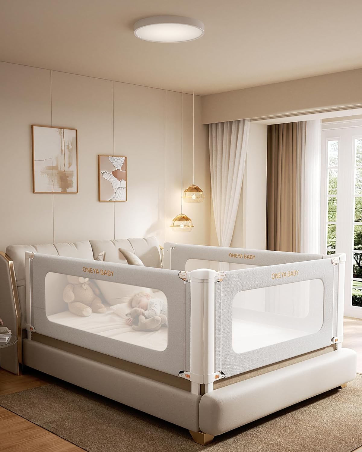 Baranda de Seguridad para Cama Infantil Ajustable 1 Lado Extra Alta