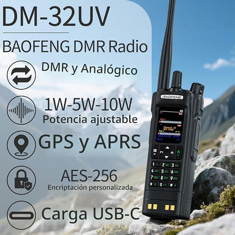 BAOFENG DM-32 Radio DMR Digital y Analógica VHF/UHF – GPS/APRS – 10 W