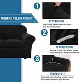 H.VERSAILTEX Funda de terciopelo moderna de felpa de 3 piezas de alta elasticidad para sofá